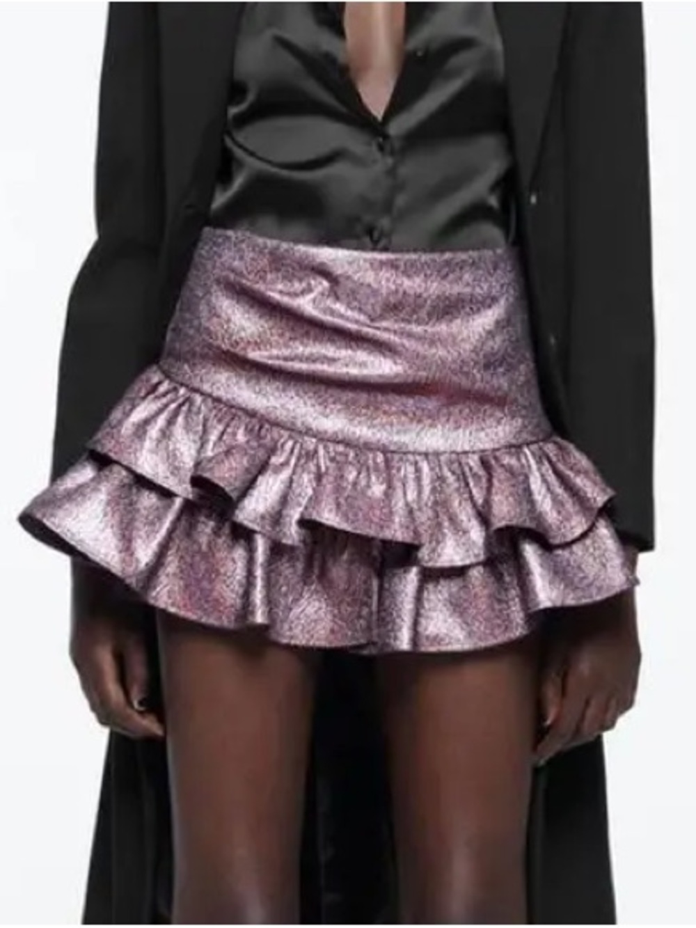 Zara Iridescent Plum Ruffle Mini Skort